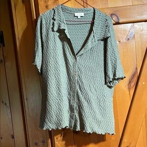 Textured Button Down Shirt in Sage Green